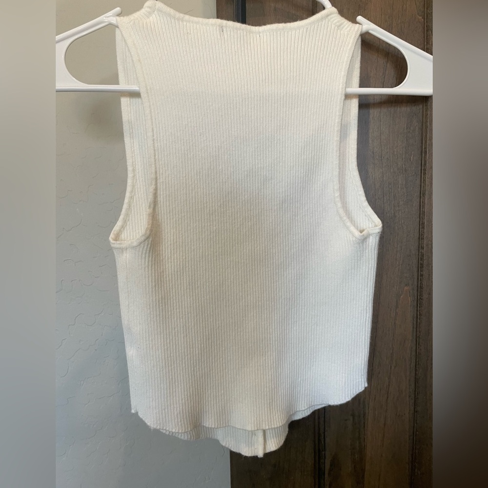 Sleeveless V Neck Button Knit Sweater Vest - Picture 2 of 3